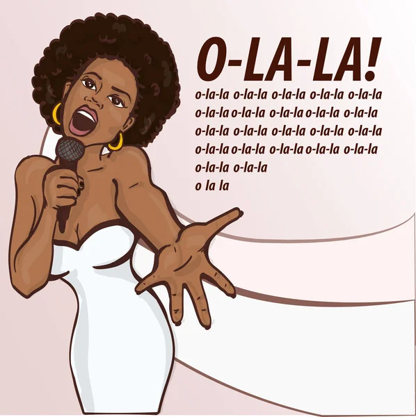 Ilustración vectorial de una mujer cantando  . — Vector de stock