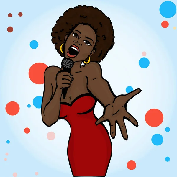 Ilustración vectorial de una mujer cantando  . — Vector de stock