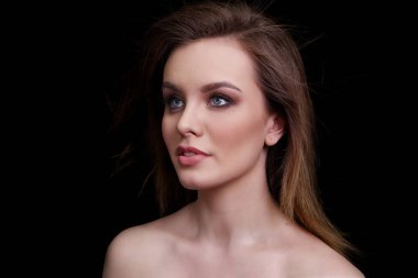 Güzellik moda Model kadın, portre. Kavramı kız yüz mükemmel deri ile