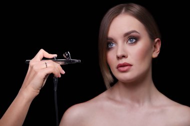 Güzellik moda Model kadın, portre. Kavramı kız yüz mükemmel deri ile