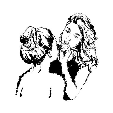 Kadın visagist makyaj sanatçısı müvekkilinin yüzünde boyalar. 