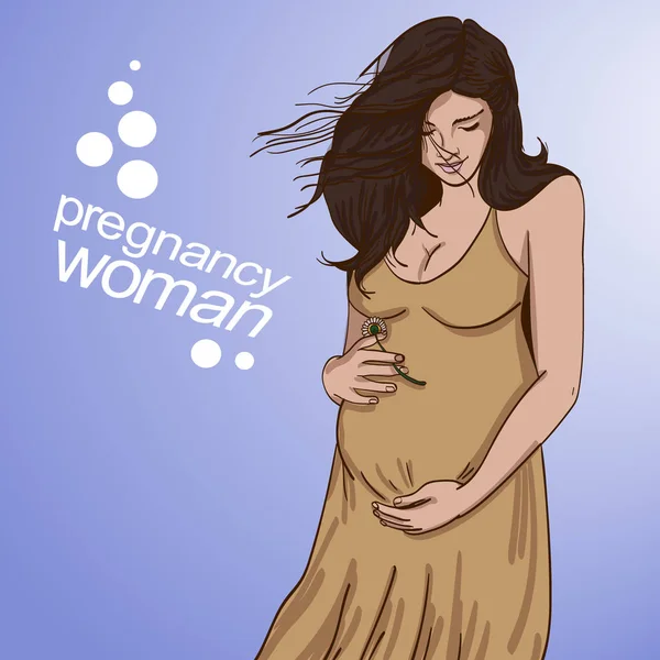 Vectorillustratie van de zwangere vrouw kopie ruimte — Stockvector