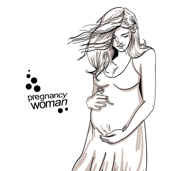 Vektorové ilustrace těhotná žena kopie prostoru — Stockový vektor