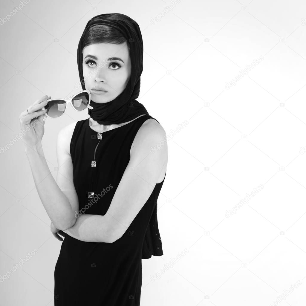 beautiful young woman in retro style