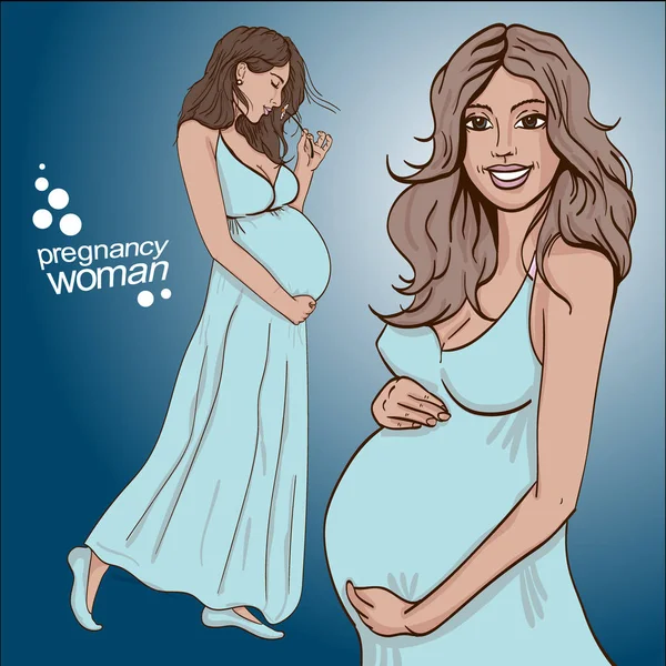 Vektoros illusztráció a terhes nő másol hely — Stock Vector