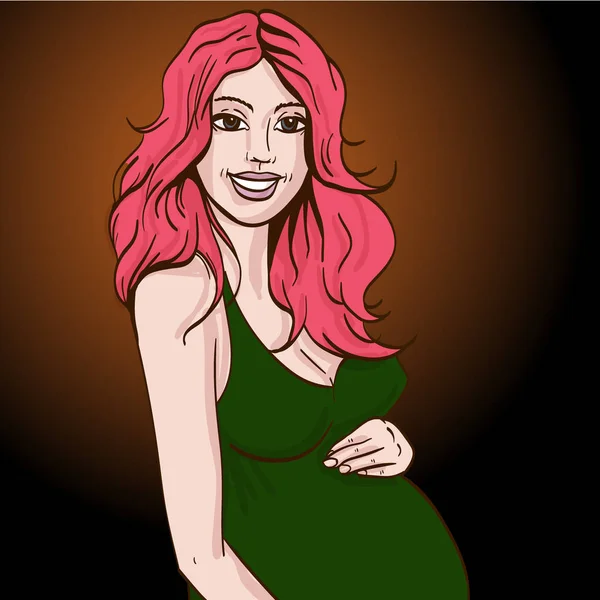 Ilustración vectorial del espacio de copia de la mujer embarazada — Vector de stock