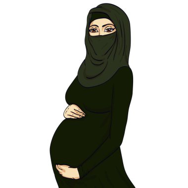 Müslüman Arap kadın gebelik vektör çizim