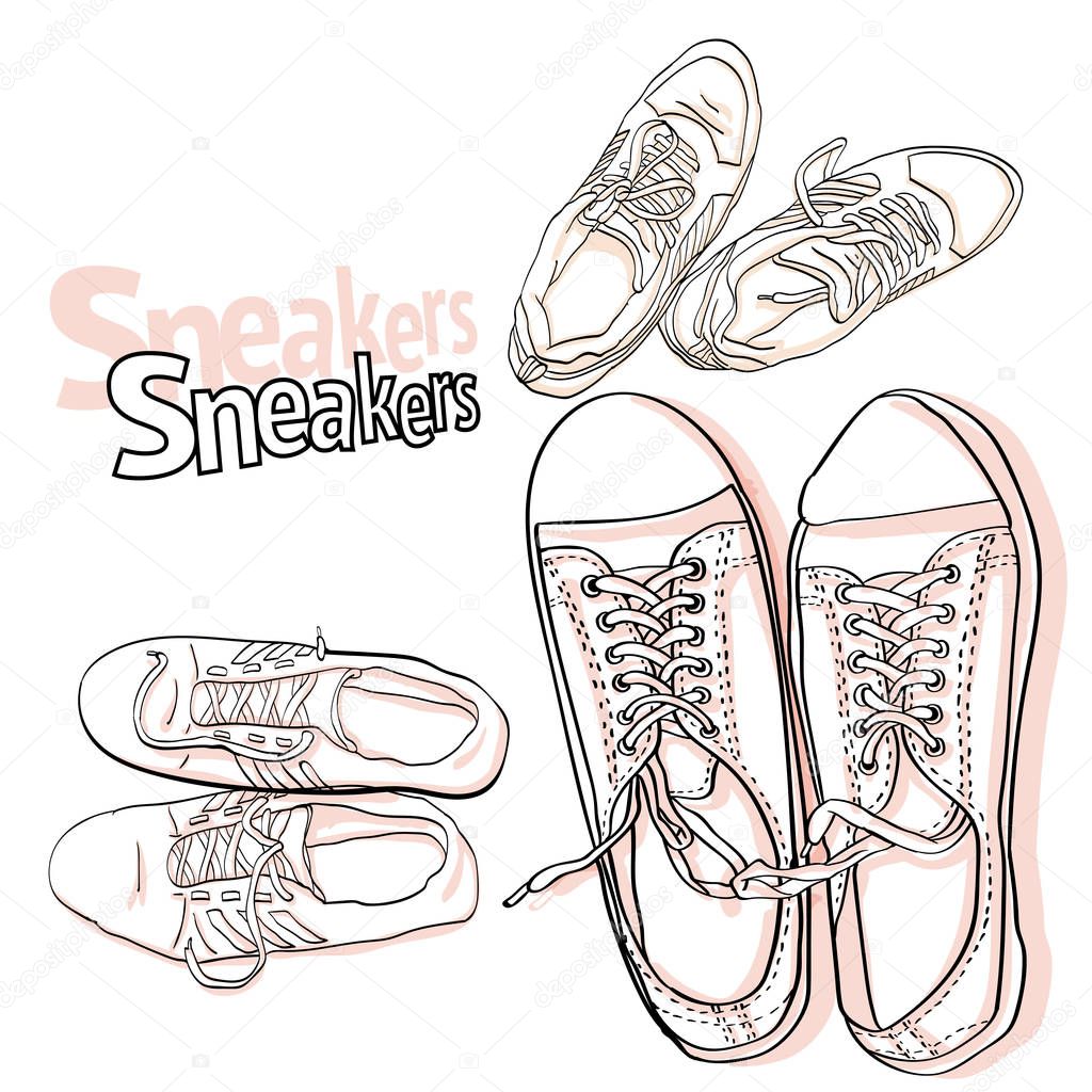 sneakers top view vector illustration