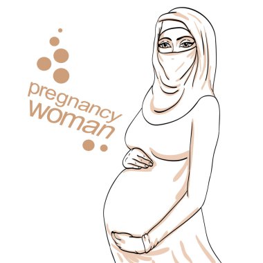Müslüman Arap kadın gebelik vektör çizim