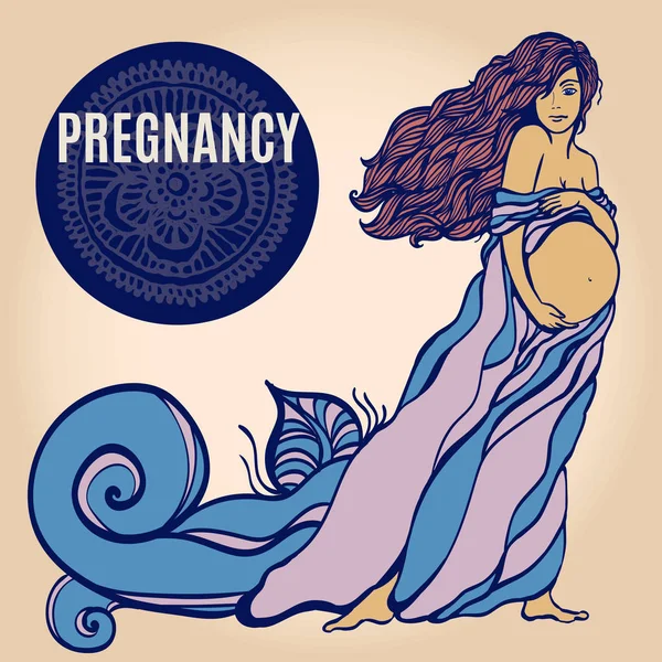 Ilustración vectorial de la silueta de la mujer embarazada — Archivo Imágenes Vectoriales