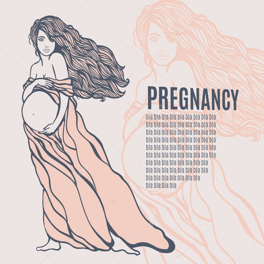 Vector illustration of Pregnant woman's silhouette