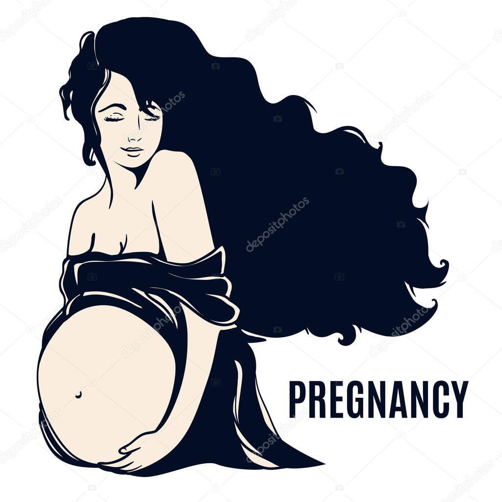 Vector illustration of Pregnant woman's silhouette