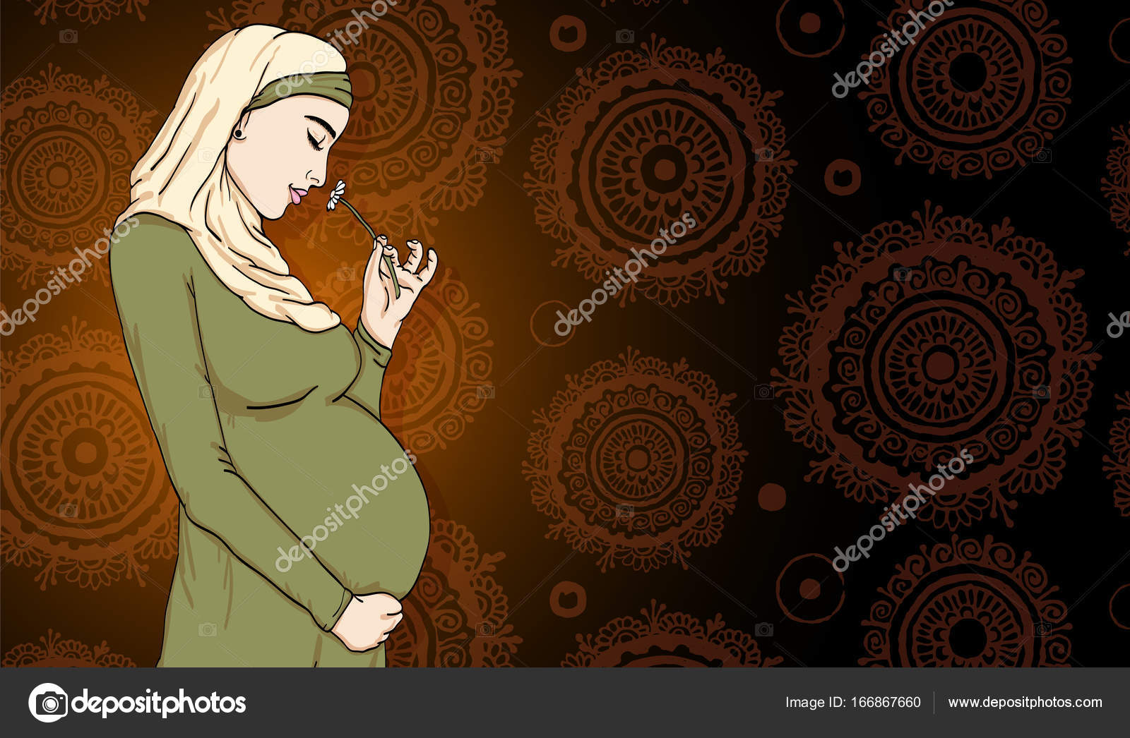 Muslim Wanita Hamil Stok Vektor