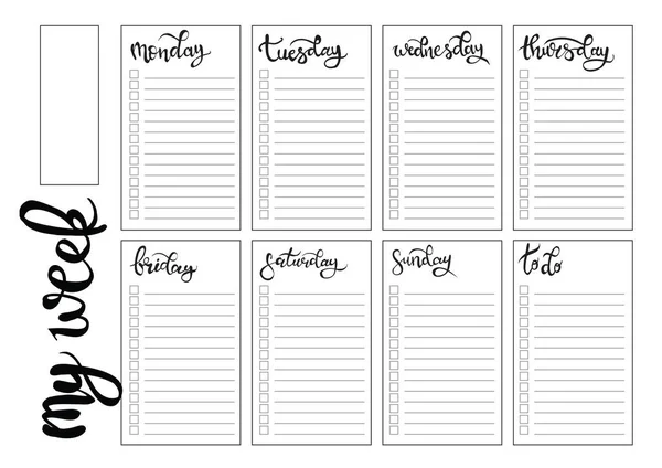 Wochenplaner Leer Vorlage Bullet Journal Tun — Stockvektor