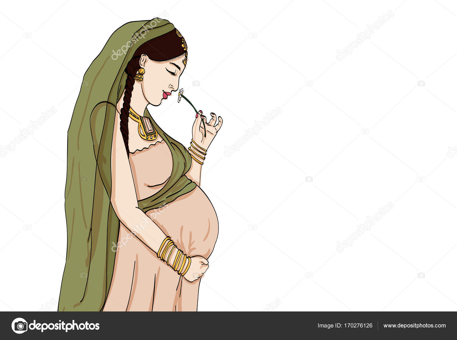 Indian pregnant woman, Concept for pregnancy.Indian woman in