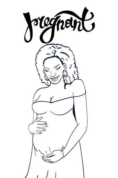 Afrikanisch Amerikanische Schwangere Frau Schwangerschaftskleid Ist Für Die Mutterschaft Vorbereitet — Stockfoto