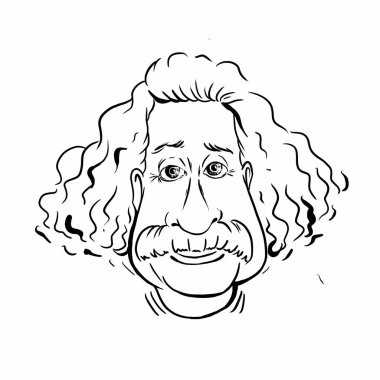 Kaliningrad, Rusya 4 Ocak 2020: Albert Einstein portre çizimi. Modern fiziğin iki temel direğinden biri olan görelilik teorisini geliştiren teorik fizikçi.