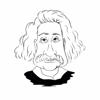 Kaliningrad, Rusya 4 Ocak 2020: Albert Einstein portre çizimi. Modern fiziğin iki temel direğinden biri olan görelilik teorisini geliştiren teorik fizikçi.