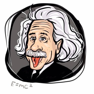 Kaliningrad, Rusya 4 Ocak 2020: Albert Einstein portre çizimi. Modern fiziğin iki temel direğinden biri olan görelilik teorisini geliştiren teorik fizikçi.