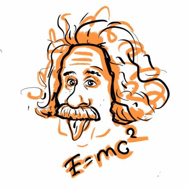Kaliningrad, Rusya 4 Ocak 2020: Albert Einstein portre çizimi. Modern fiziğin iki temel direğinden biri olan görelilik teorisini geliştiren teorik fizikçi.