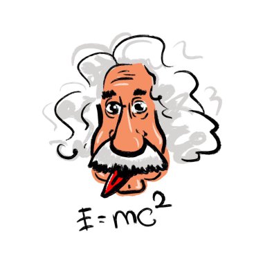 Kaliningrad, Rusya 4 Ocak 2020: Albert Einstein portre çizimi. Modern fiziğin iki temel direğinden biri olan görelilik teorisini geliştiren teorik fizikçi.
