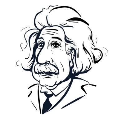 Kaliningrad, Rusya 4 Ocak 2020: Albert Einstein portre çizimi. Modern fiziğin iki temel direğinden biri olan görelilik teorisini geliştiren teorik fizikçi.