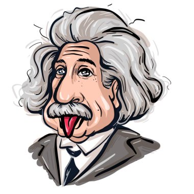 Kaliningrad, Rusya 4 Ocak 2020: Albert Einstein portre çizimi. Modern fiziğin iki temel direğinden biri olan görelilik teorisini geliştiren teorik fizikçi.