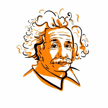 Kaliningrad, Rusya 4 Ocak 2020: Albert Einstein portre çizimi. Modern fiziğin iki temel direğinden biri olan görelilik teorisini geliştiren teorik fizikçi.