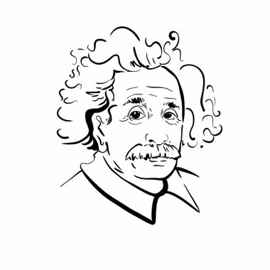 Kaliningrad, Rusya 4 Ocak 2020: Albert Einstein portre çizimi. Modern fiziğin iki temel direğinden biri olan görelilik teorisini geliştiren teorik fizikçi.
