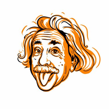 Kaliningrad, Rusya 4 Ocak 2020: Albert Einstein portre çizimi. Modern fiziğin iki temel direğinden biri olan görelilik teorisini geliştiren teorik fizikçi.