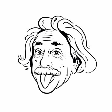 Kaliningrad, Rusya 4 Ocak 2020: Albert Einstein portre çizimi. Modern fiziğin iki temel direğinden biri olan görelilik teorisini geliştiren teorik fizikçi.
