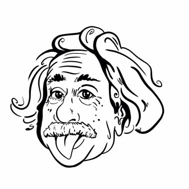 Kaliningrad, Rusya 4 Ocak 2020: Albert Einstein portre çizimi. Modern fiziğin iki temel direğinden biri olan görelilik teorisini geliştiren teorik fizikçi.