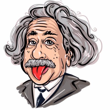 Kaliningrad, Rusya 4 Ocak 2020: Albert Einstein portre çizimi. Modern fiziğin iki temel direğinden biri olan görelilik teorisini geliştiren teorik fizikçi.