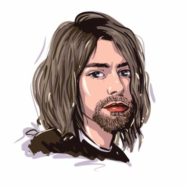 Kaliningrad, Rusya - 24 Ocak 2020: Kurt Donald Cobain (20 Şubat 1967 - 5 Nisan 1994), ABD 'li şarkıcı, söz yazarı ve müzisyen. Rock grubu Nirvana 'nın vokalisti