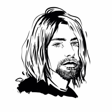 Kaliningrad, Rusya - 24 Ocak 2020: Kurt Donald Cobain (20 Şubat 1967 - 5 Nisan 1994), ABD 'li şarkıcı, söz yazarı ve müzisyen. Rock grubu Nirvana 'nın vokalisti