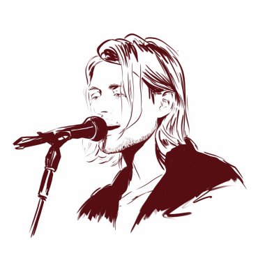 Kaliningrad, Rusya - 24 Ocak 2020: Kurt Donald Cobain (20 Şubat 1967 - 5 Nisan 1994), ABD 'li şarkıcı, söz yazarı ve müzisyen. Rock grubu Nirvana 'nın vokalisti