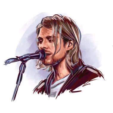 Kaliningrad, Rusya - 24 Ocak 2020: Kurt Donald Cobain (20 Şubat 1967 - 5 Nisan 1994), ABD 'li şarkıcı, söz yazarı ve müzisyen. Rock grubu Nirvana 'nın vokalisti