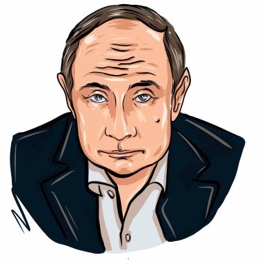 Kalininingrad, Rusya, 27 Ocak 2020. Rusya Federasyonu Başkanı Vladimir Putin robot resim portresi