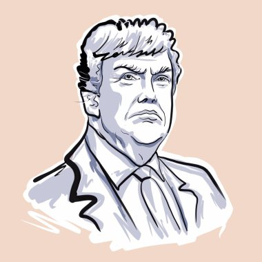 Kaliningrad, Rusya, 15 Ocak 2020: ABD Başkanı Donald Trump 'ın robot resmi.