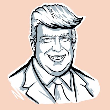 Kaliningrad, Rusya, 15 Ocak 2020: ABD Başkanı Donald Trump 'ın robot resmi.