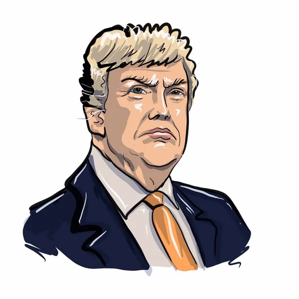 Kaliningrado Rússia Janeiro 2020 Esboço Ilustração Retrato Donald Trump Presidente — Fotografia de Stock