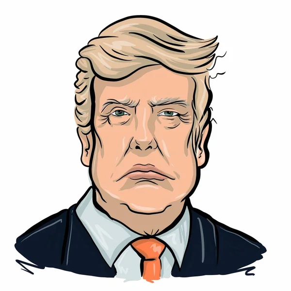 Kaliningrad Rosja Stycznia 2020 Ilustracja Szkicu Portretu Donalda Trumpa Prezydenta — Zdjęcie stockowe