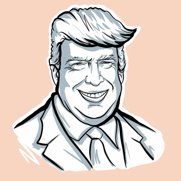 Kaliningrad Russia January 2020 Sketch Illustration Donald Trump Portrait President — Stock Photo, Image