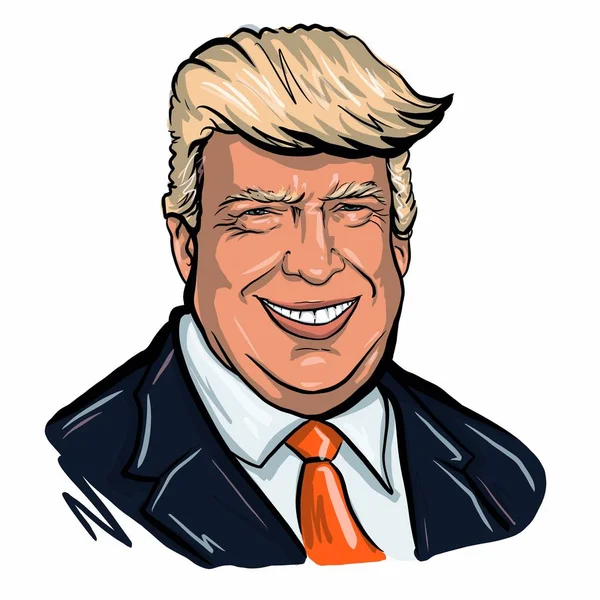 Kalinyingrád Oroszország 2020 Január Donald Trump Portré Vázlatos Illusztrációja Usa — Stock Fotó