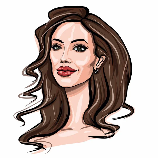 February 2020 Sketch Illustration Portrait American Actress Filmmaker Humanitarian Angelina — Stock Photo, Image