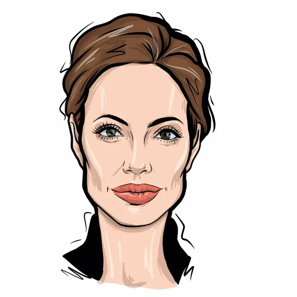 2020 Skica Ilustrační Portrét Americké Herečky Filmařky Humanitární Angeliny Jolie — Stock fotografie