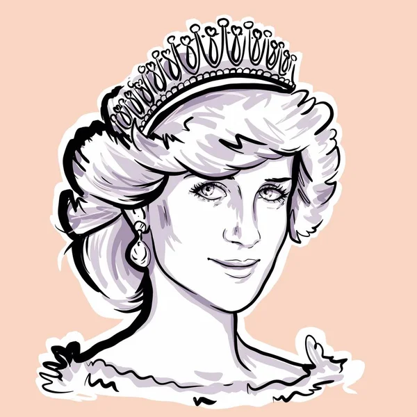 Kaliningrad Russia February 2020 Princess Wales Lady Diana Portrait Sketch — Stock Photo, Image