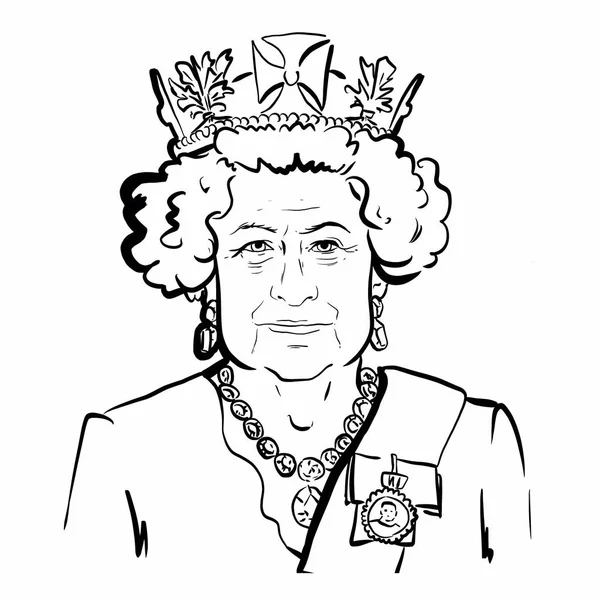 Kaliningrad Ryssland Februari 2020 Drottning Elizabeth Skiss Porträtt Ritning Illustration — Stockfoto
