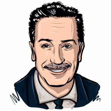 Kalininingrad, Rusya 13 Şubat 2020. Walt Disney portre çizimi