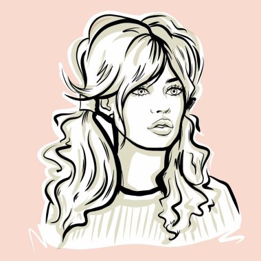 Kalininingrad, Rusya 13 Şubat 2020. Brigitte Bardot portre çizimi. 